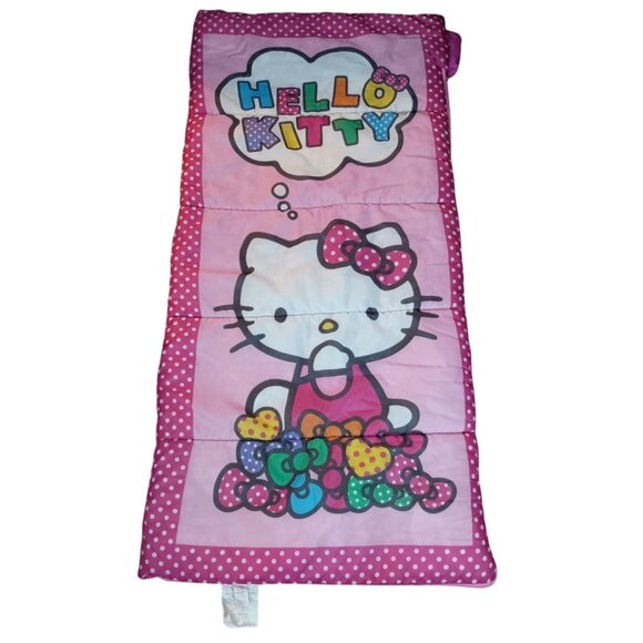Sanrio Other - Hello Kitty Sanrio Sleeping Bag 56 X 28 Pink Polka Dot Trim 2014 Sleepover Campi